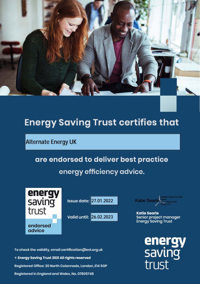 Energy Adviser certificate page 1